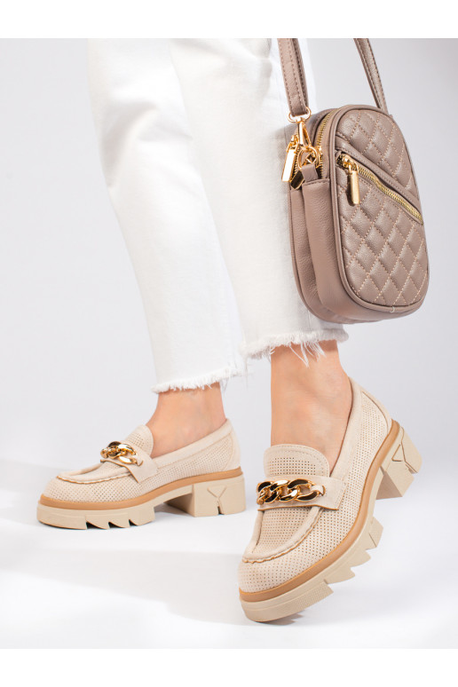 of suede Women's moccasins  Shelovet light beige