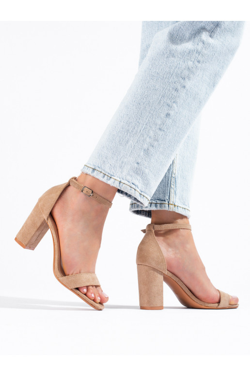 of suede sandals on the heel Shelovet beige