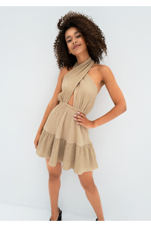 Marita - Beige rayon mini dress