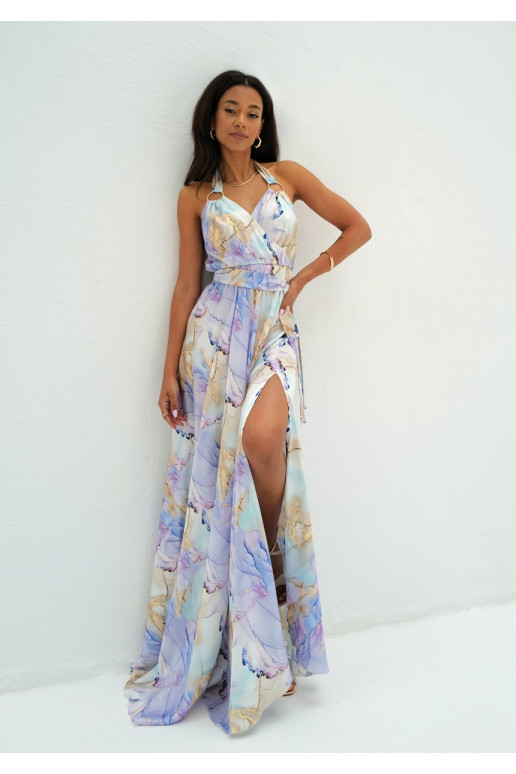 Ligia - Lila marble printed maxi dress