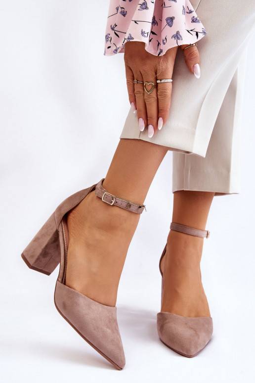  Suede Heel Pumps Dark Beige Lexie