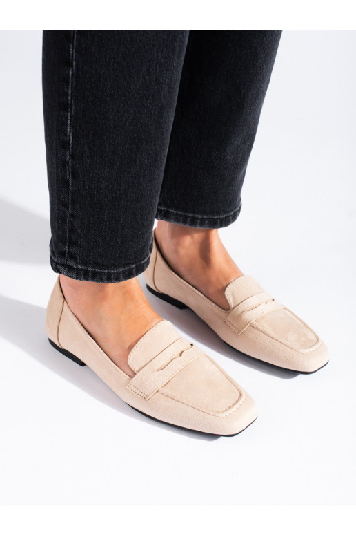 The classic model Women's moccasins beige of suede Shelovet