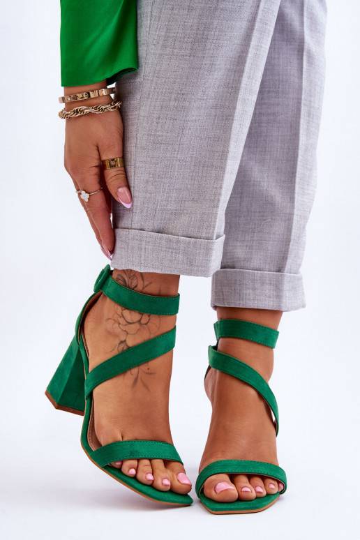 Women's Suede Heel Sandals Green Lanes