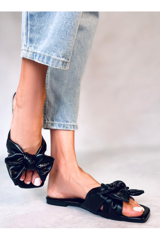 Slippers with bow MINNEN BLACK