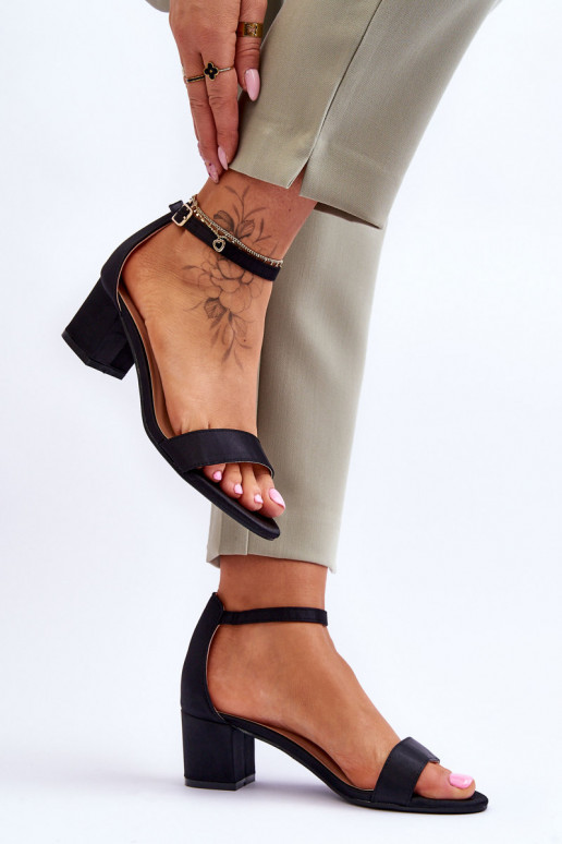 Satin strappy mid heel sandals hot sale