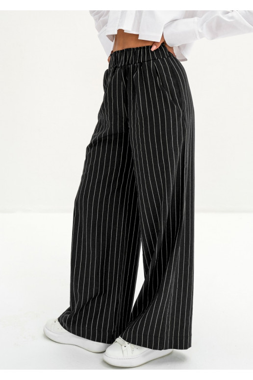 Bershka Pants Size L Striped Trousers Elastic Waist Loungewear Pockets Gray  | eBay