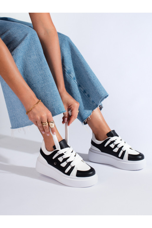 Black and white platform trainers online