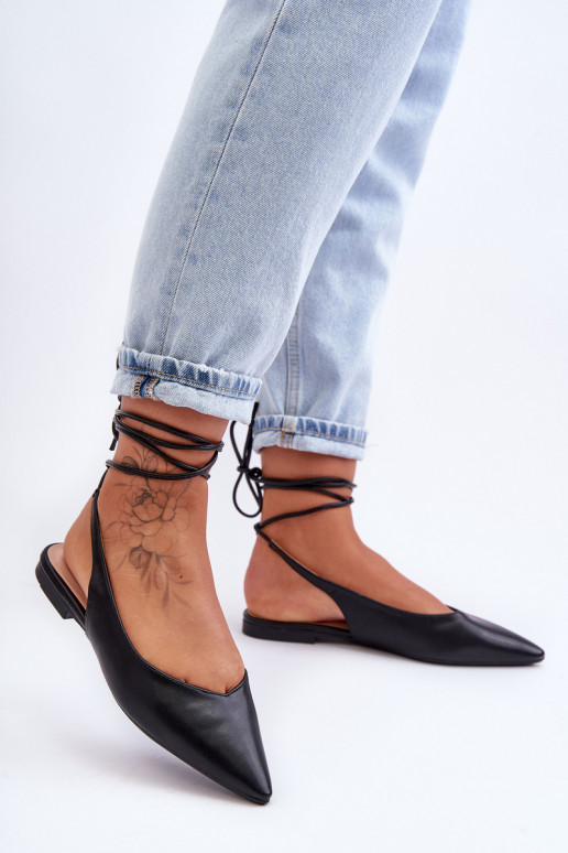 Black flats with online laces