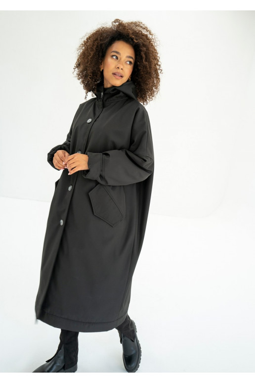 Cami - Black waterproof oversized coat