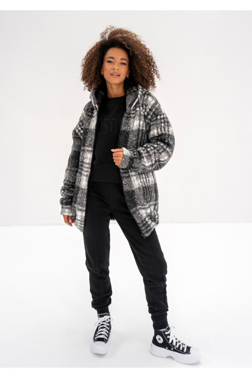 Furry - Checked boucle oversize jacket