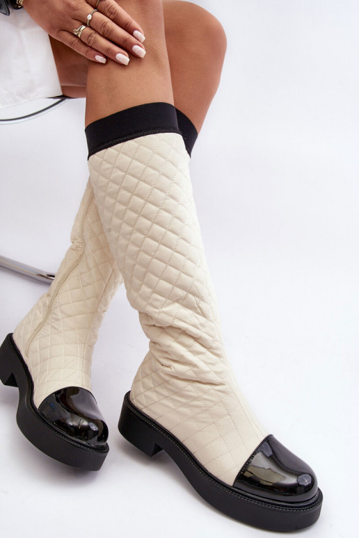 Knee high quilted sales boots