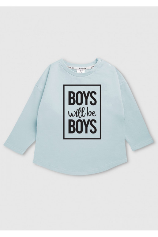 Light blue kids sweatshirt &quot;boys will...&quot;