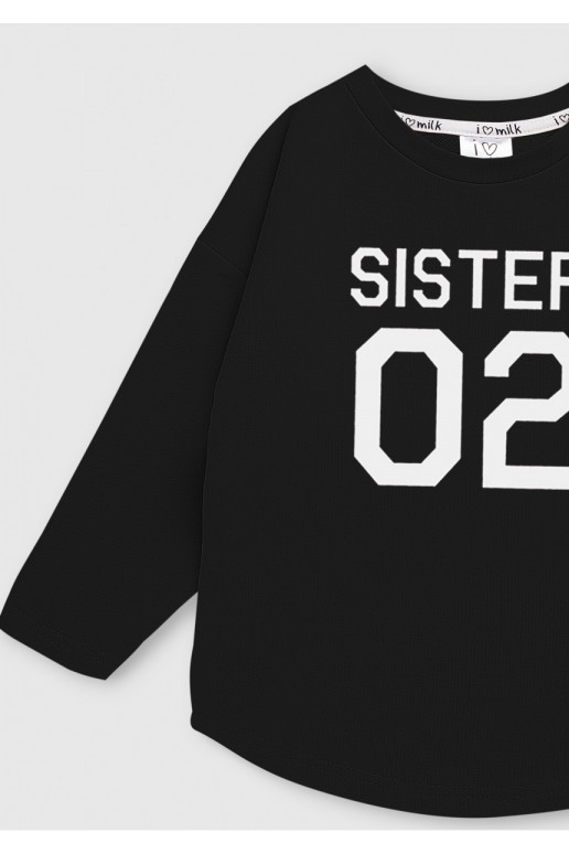 Black basic kids sweatshirt &quot;Sister 02&quot;