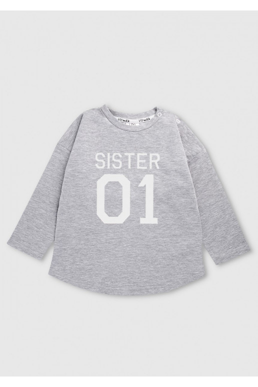 Melange grey kids sweatshirt &quot;sister 01&quot;