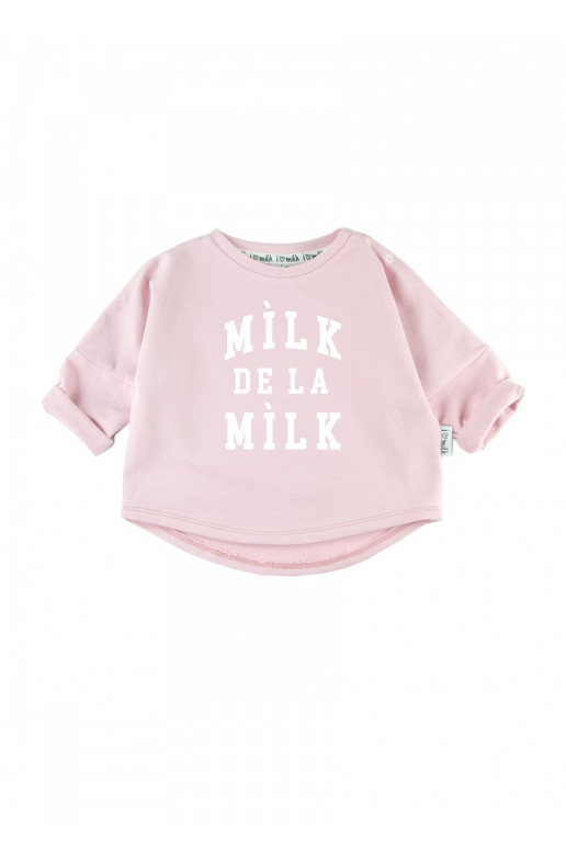 Powder pink kids sweatshirt &quot;milk de la milk&quot;