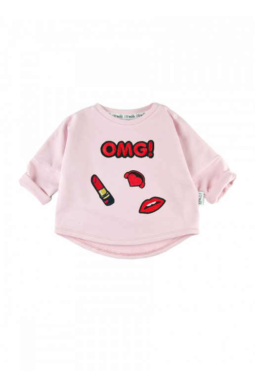 Powder pink kids sweatshirt &quot;omg patches&quot;