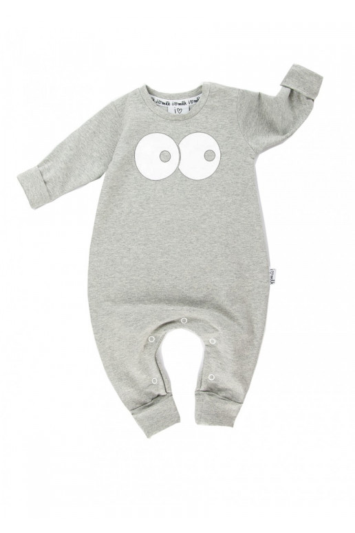 Melange grey long sleeved romper &quot;eyes&quot;