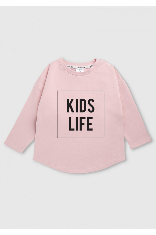 Powder pink kids sweatshirt &quot;kids life&quot;