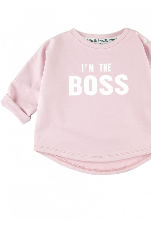 Powder pink kids sweatshirt &quot;I&#039;m the boss&quot;