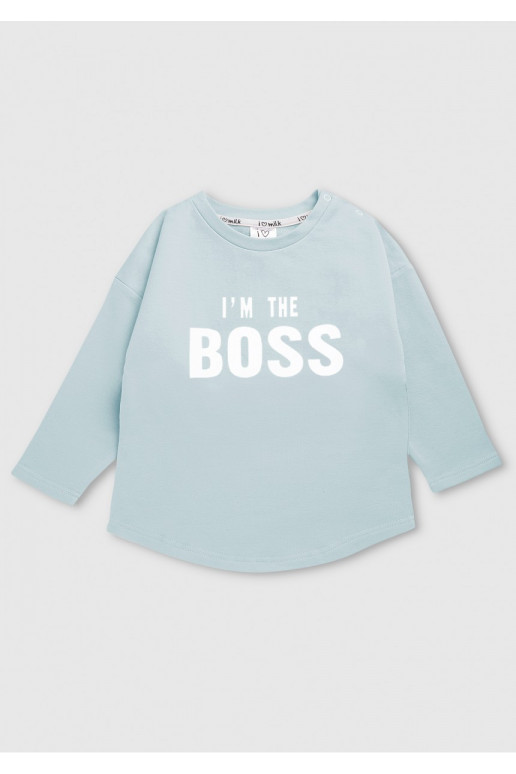 Light blue kids sweatshirt &quot;I&#039;m the boss&quot;