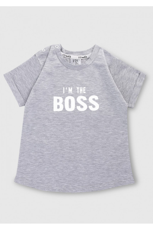 Melange grey kids T-shirt &quot;I&#039;m the boss&quot;