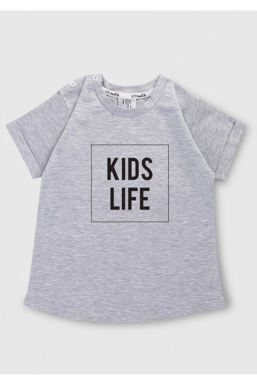 Melange grey T-shirt &quot;kids life&quot;