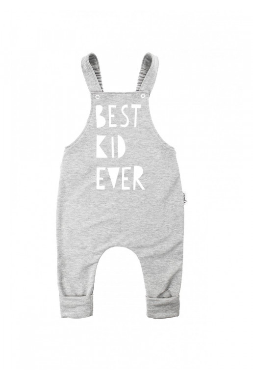 Melange grey dungarees &quot;best kid ever&quot;