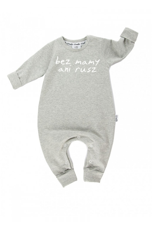 Melange grey long sleeved romper &quot;bez mamy ani rusz&quot;