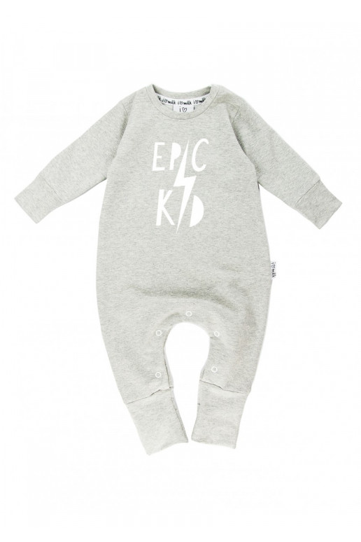 Melange grey long sleeves romper &quot;epic kid&quot;