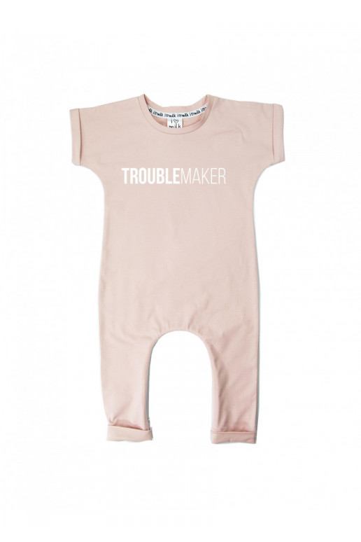 Powder pink short sleeves romper &quot;troublemaker&quot;