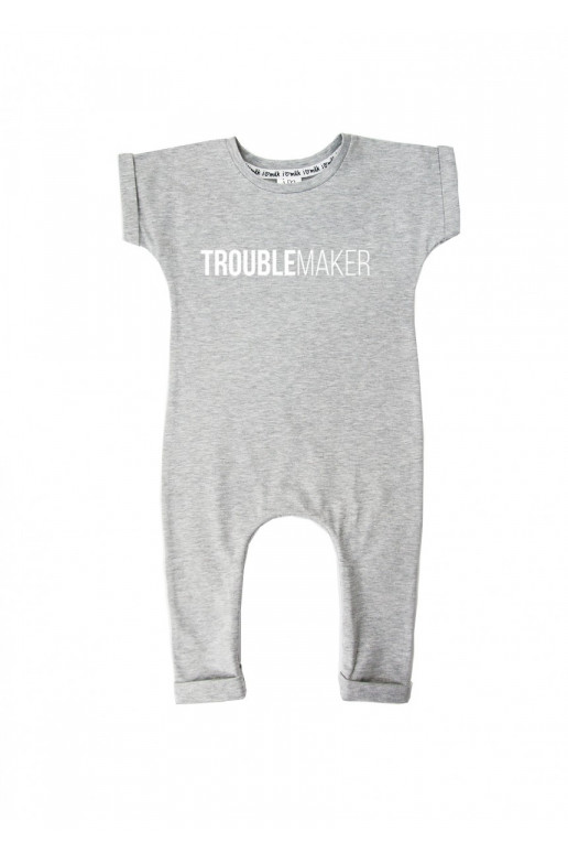 Melange grey short sleeves romper &quot;troublemaker&quot;