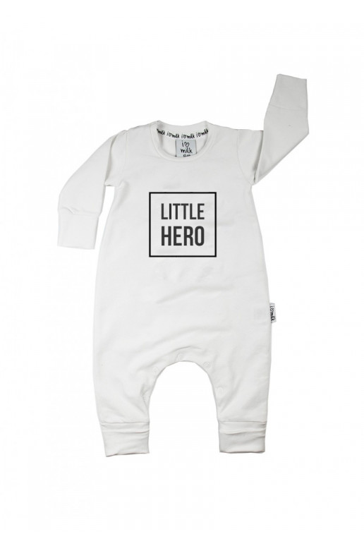 Grey melange &quot;LITTLE HERO&quot; long sleeves romper