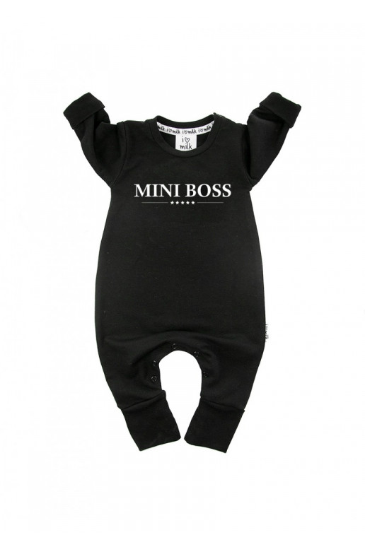 Black &quot;MINI BOSS&quot; long sleeves romper