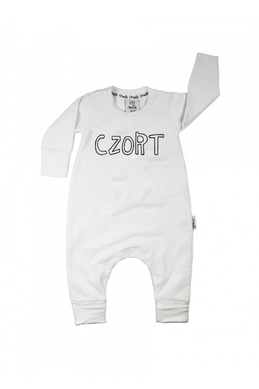 White kid&#039;s &quot;czort&quot; long sleeves romper