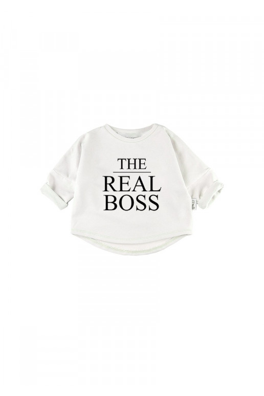 White kid&#039;s &quot;the real boss&quot; sweatshirt