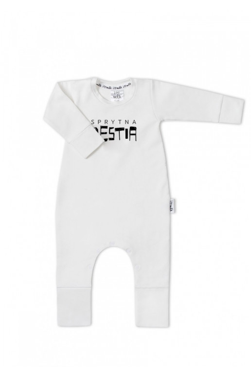 White kid&#039;s &quot;sprytna bestia&quot; long sleeves romper