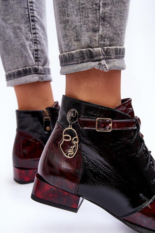 Burgundy leather 2024 boots womens