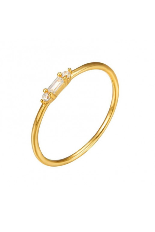 gold color-plated stainless steel ring withcyrkonią PST894POJ, Ring size: US6 - EU11