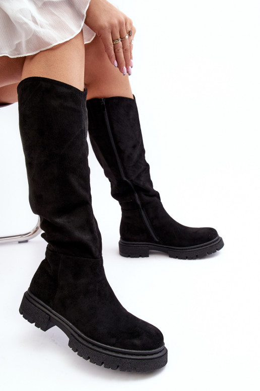 Quilted knee sale high boots