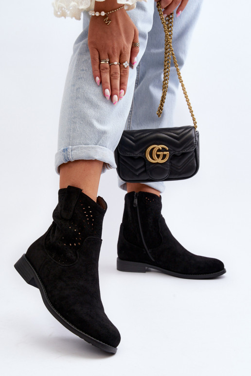 Studded Cut Out Heeled Ankle Boots