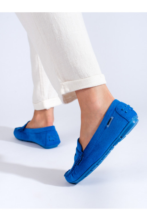 blue Women's moccasins of suede