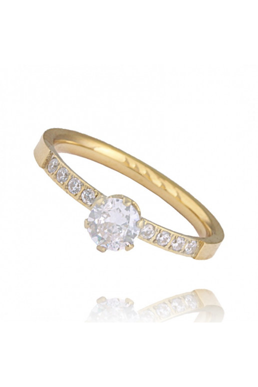 gold color-plated stainless steel ring PST794, Ring size: US7 - EU14