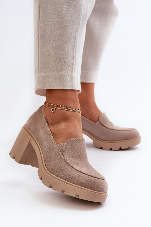 Women's Eco-Suede Heeled and Platform Shoes Beige Arablosa