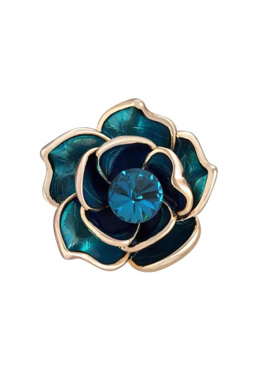 Brooch with crystals blue Flowers BZ129