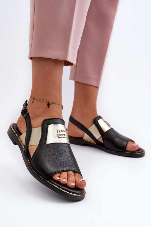 Zazoo 40385 Women's Leather Sandals Black