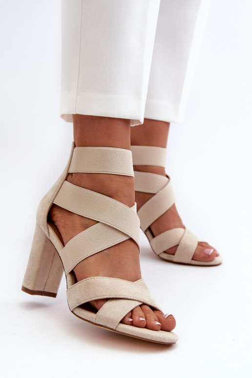 Women's sandals with straps on a beige heel Obissa