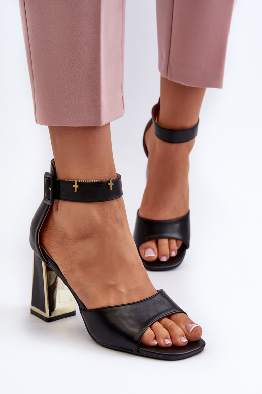 Elegant Black Women's Sandals with Heel Rosazara