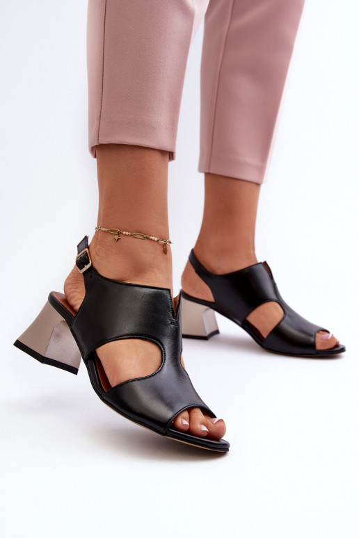 Women's Leather High Heel Sandals by Maciejka 06566-01 Black