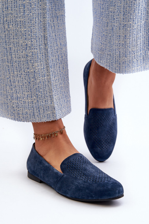 Suede Comfortable Loafers Navy Giovana
