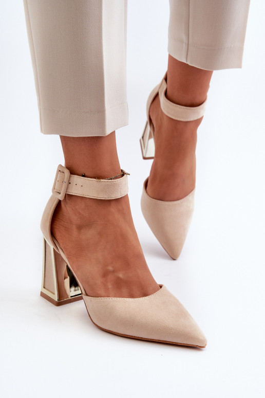 Beige Suede Pumps With Stiletto Heel Lodho